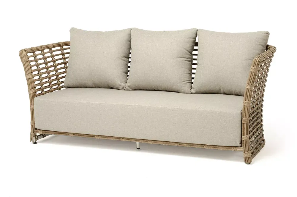 "Валенсия" диван из искусственного ротанга трехместный, цвет соломенный