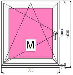 Пластиковое окно 1000 х 900 ТермА Эко + Москитная сетка