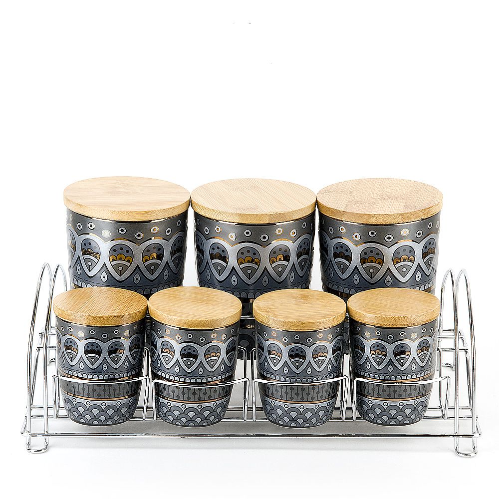 Банка, набор 7шт. на металлической подставке "Чайхана" 600мл /200мл. (подарочная упаковка)