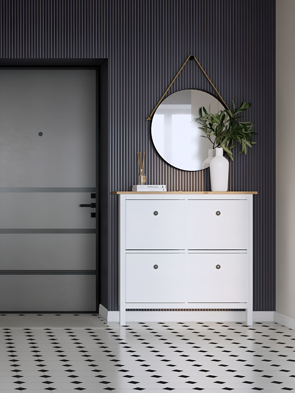 IKEA Обувница 4 ящ,HEMNES 106*101*22, белая/светло-коричневая, КЫМОР (ХЕМНЭС ИКЕА)