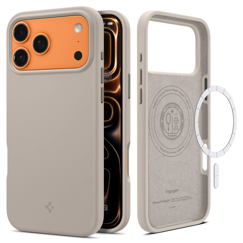 Чехол Spigen Silicone Fit Magsafe для iPhone 17 Pro Max бежевый