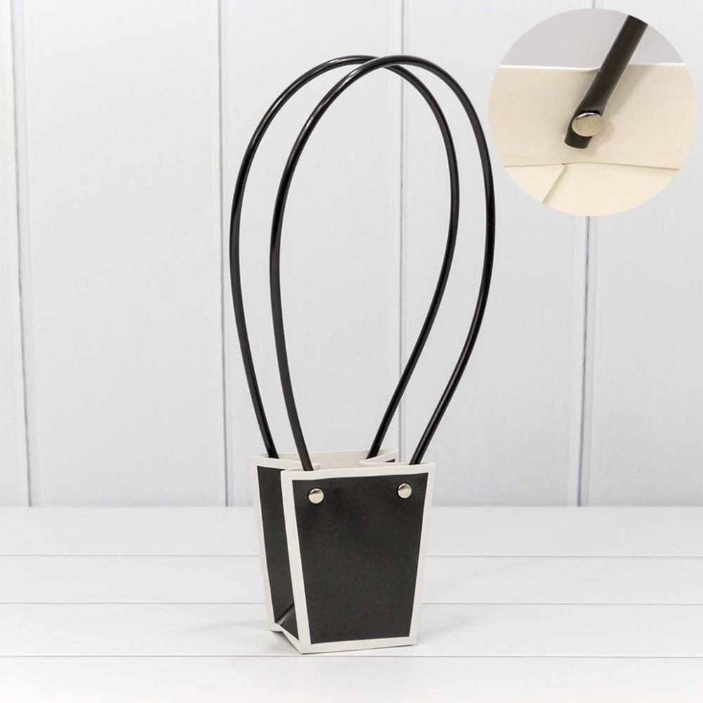 Пакет подарочный 10х9х6.5см Ваза для цветов (Белый, Черный)