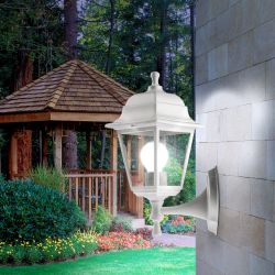 Садово-парковый светильник ЭРА НБУ 04-60-001 белый 4 гранный настенный IP44 Е27 max60Вт | Садово-парковые светильники