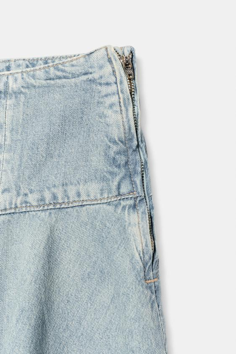 ZARA ДЖИНСОВАЯ ЮБКА МИДИ TRF, ГОЛУБОЙ