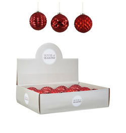 Набор елочных игрушек 12шт 10см House of Seasons Шар красный 3 вида 84024