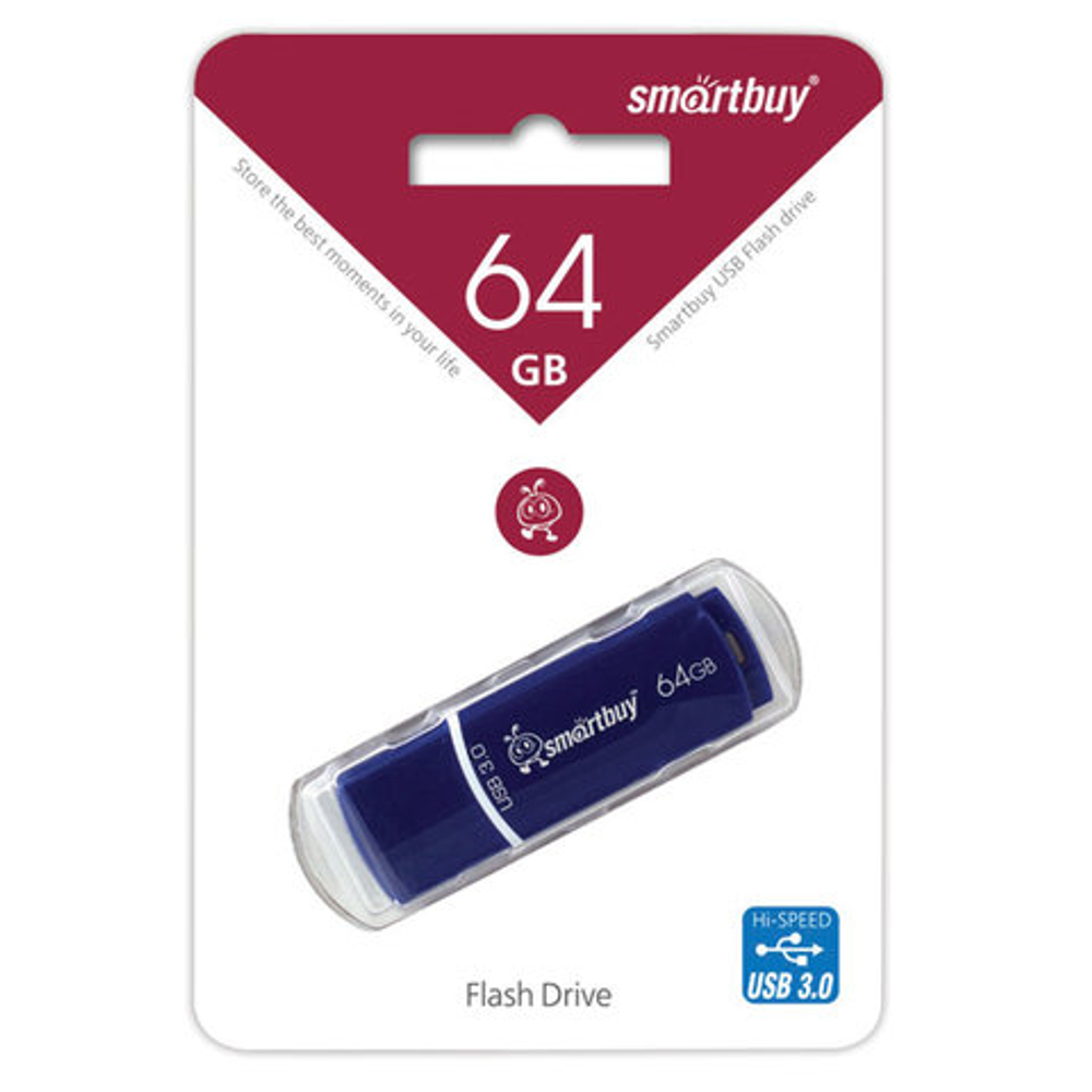 Память "Crown" 64GB, USB 3.0 Flash Drive, синий, Smart Buy