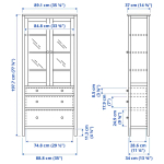 Шкаф со стеклянными дверцами - IKEA HEMNES/ХЕМНЭС  ИКЕА, 90x197х37 см, белый,