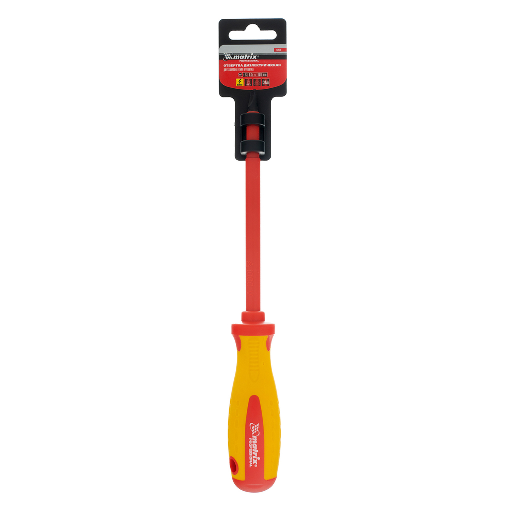 Отвертка Insulated, SL6.5 x 150 мм, CrMo, до 1000 В, двухкомпонентная рукоятка Matrix Professional