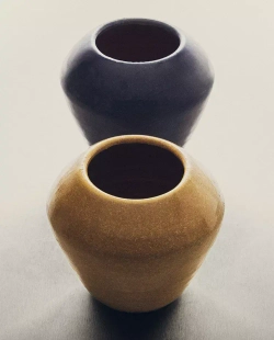 ZARA HOME ТЕРРАКОТОВАЯ ВАЗА С ЭМАЛЬЮ, ВАНИЛЬНЫЙ