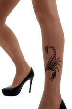 Колготки с имитацией тату-скорпиона на левой ножке (Размер: S-M-L) (Цвет: бежевый)