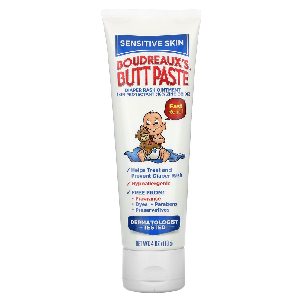 Boudreaux's Butt Paste, Мазь от подгузников, для чувствительной кожи, 113 г (4 унции)
