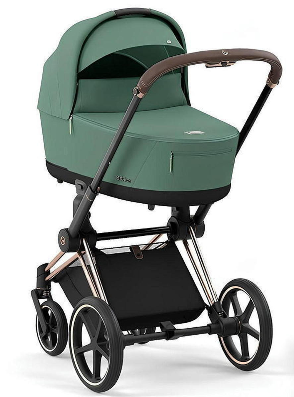 Коляска Cybex Priam IV Rosegold complete и автокресло Cloud G i-Size Moon Black Plus 3 в 1 Leaf Green
