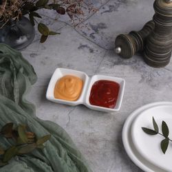 Соусник 50*50 мл двойной 12*7,3*2,3 см прямоуг. белый фарфор P.L. Proff Cuisine [8]