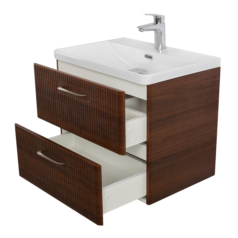 Подвесная тумба с раковиной Belbagno DUE 50 см Noce DUE-500-2C-SO-NOCE-P + BB-8076-3-50