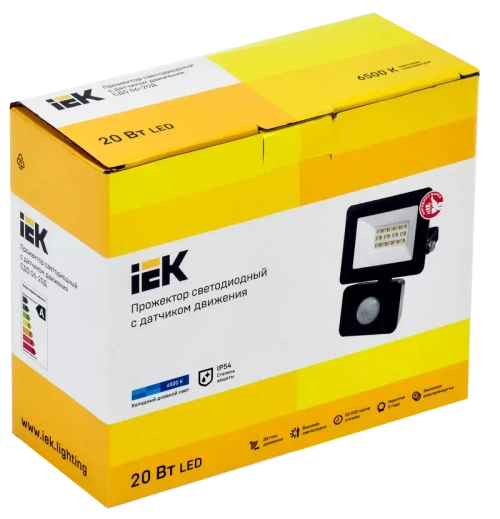 Прожектор СДО 06-20Д светодиодный черный с ДД IP54 6500K IEK LPDO602-20-65-K02