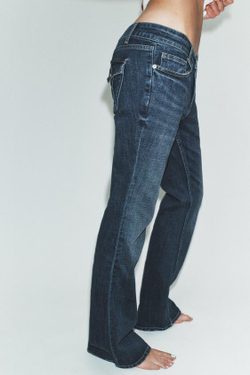 ZARA ДЖИНСЫ TRF BOOTCUT С НИЗКОЙ ПОСАДКОЙ, МОРСКОЙ СИНИЙ