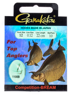 Крючки с поводком Gamakatsu Booklet BREAM COM 1100B разм. 12-0.12мм 22см 10шт.