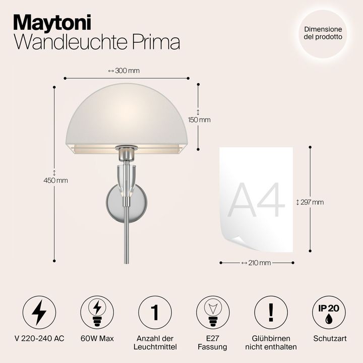 Настенный светильник Maytoni Prima Z034WL-01CH