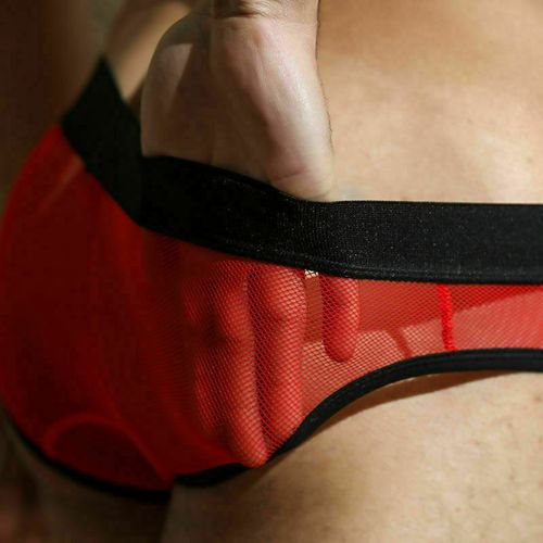 Мужские трусы брифы в сетку красные Superbody Breathe Brief