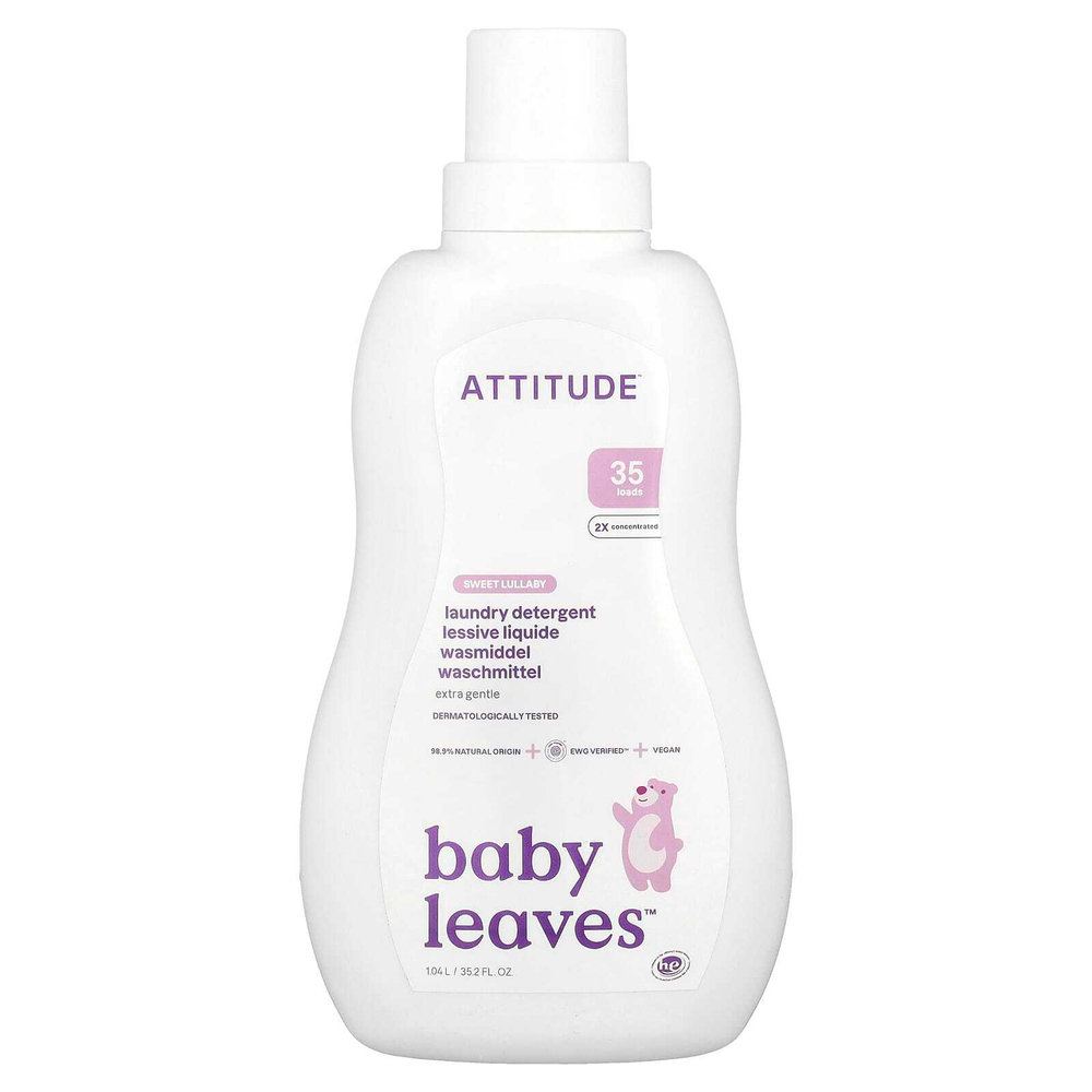 ATTITUDE, Baby Leaves ™, средство для стирки, Sweet Lullaby, 1,04 л (35,2 жидк. Унции)