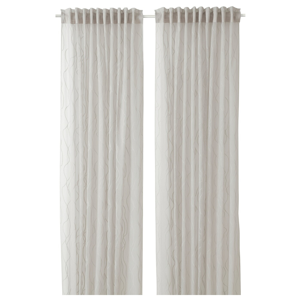 IKEA GLESGRÖE  (ИКЕА ГЛЕСГРÖЕ)  -  Шторы, 2 шт, на ленте/серая, 145x300 см