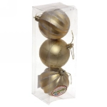 Новогодние шары 6 см (набор 3 шт) «Снежная фантазия», золото/серебро