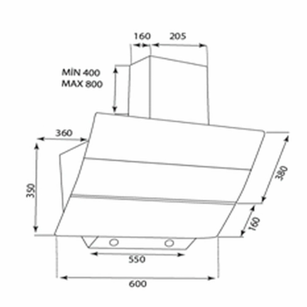 Вытяжка наклонная Ginzzu HKH-213 черное стекло 650м3/час, сенсорное управление, пульт