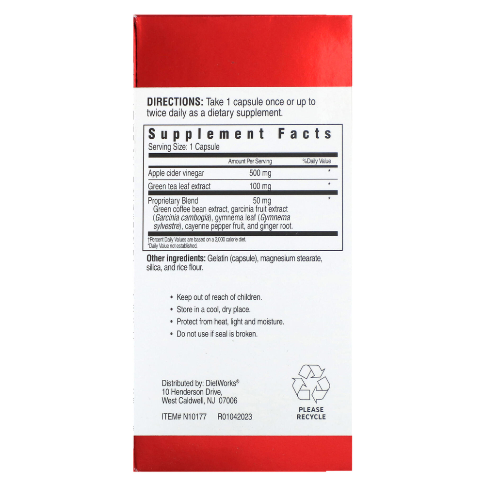 DietWorks, Яблочный уксус, 90 капсул