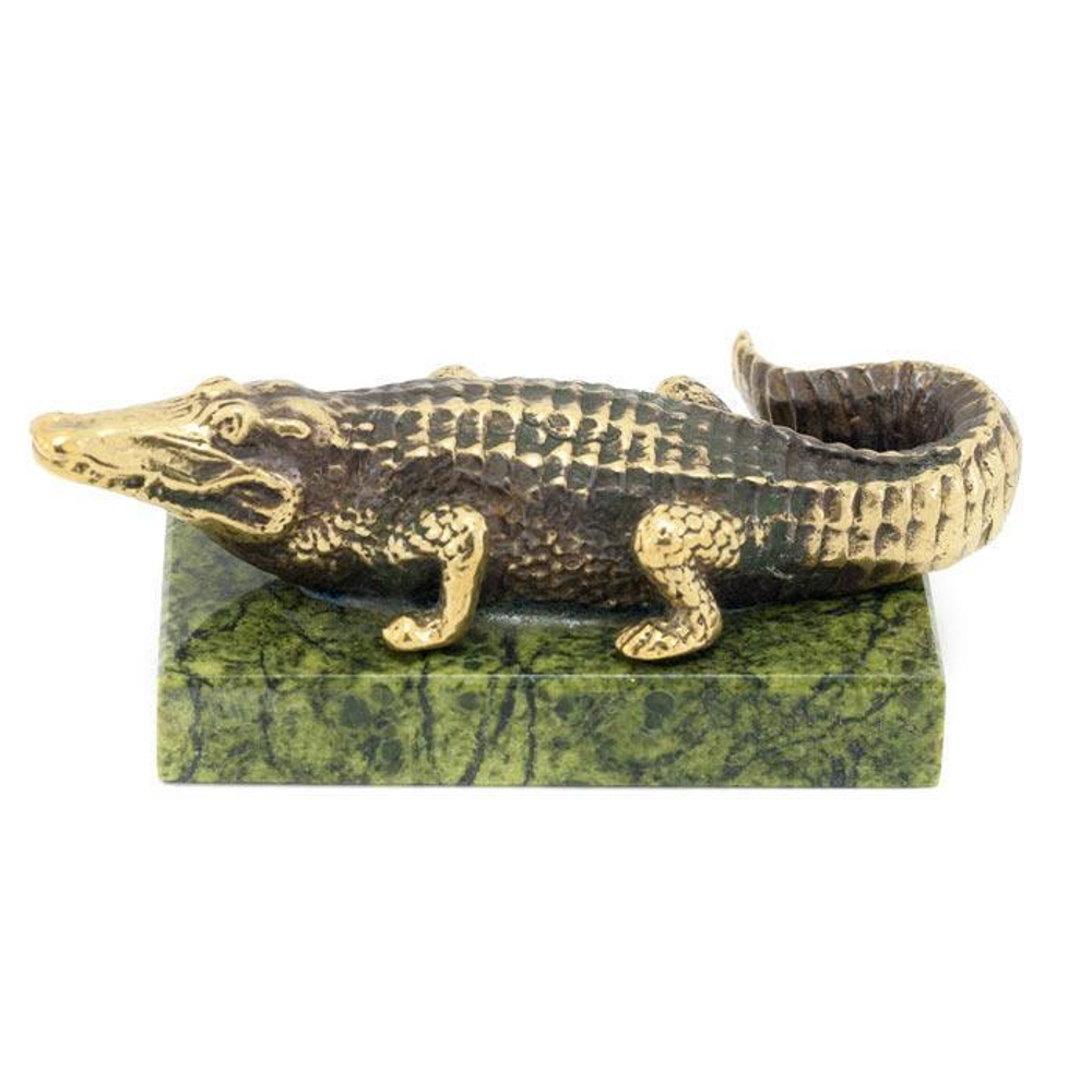 Статуэтка "Крокодил" большой бронза змеевик G 116156