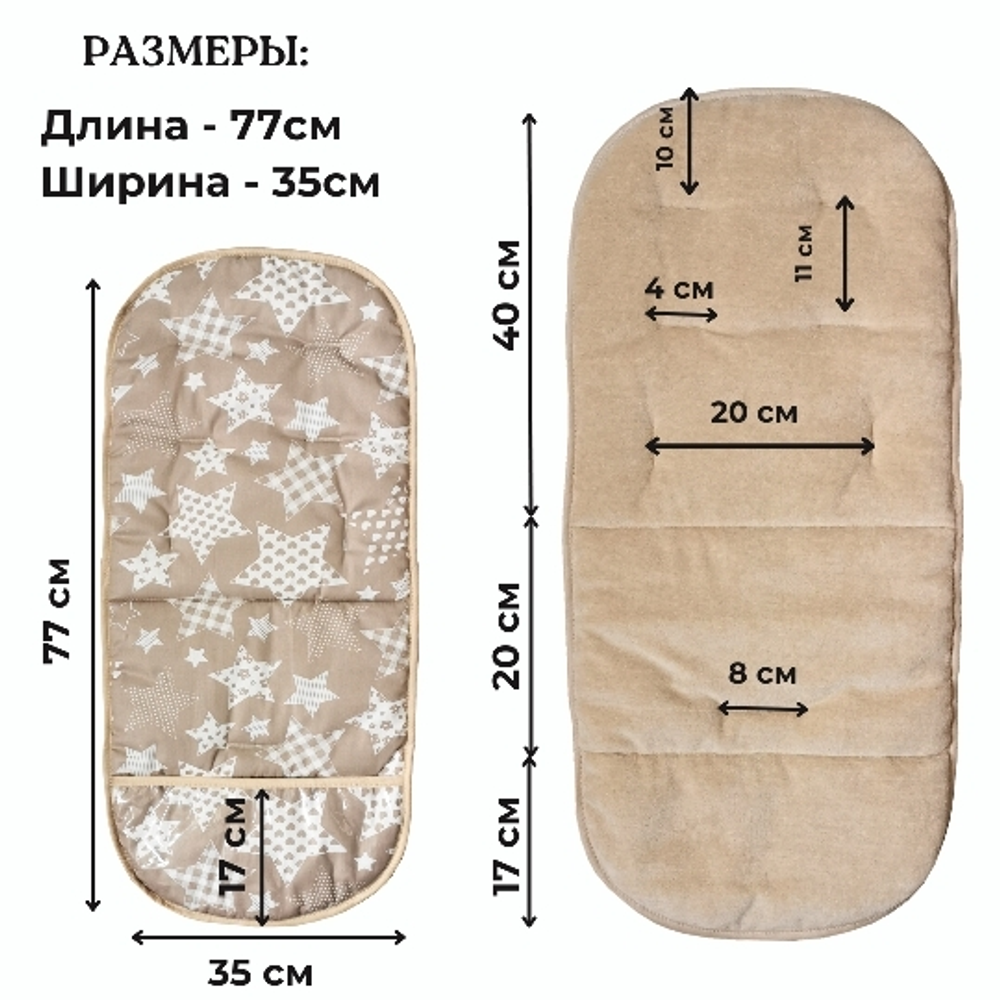 Матрасик в коляску с подножкой из ПВХ пленки