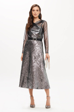 4906 Юбка женская (серебристый)