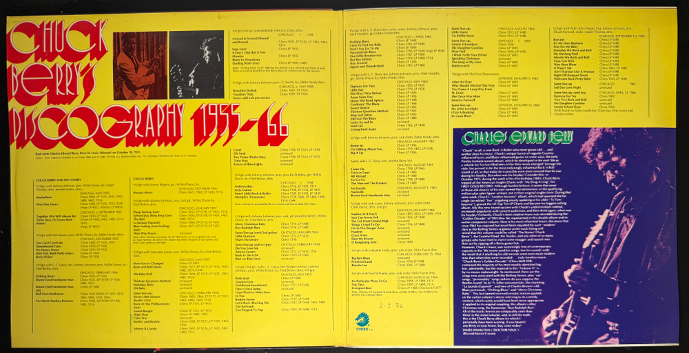 Chuck Berry ‎– Chuck Berry's Greatest Hits, Vol. 2 2LP (Швеция 1972г.)