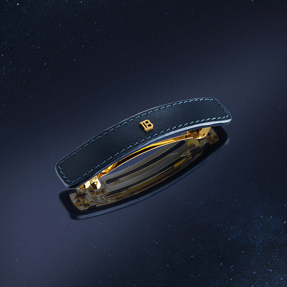 Balmain Hair Couture Заколка кожаная "Космический сапфир" Limited Edition Leather Barrette Cosmic Sapphire C4 25