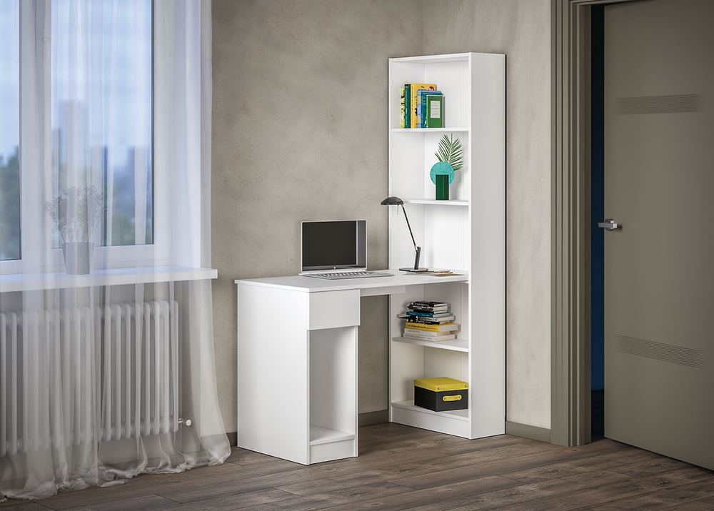 Письменный стол со шкафом Лайт 10.01 Белая гладкая 101