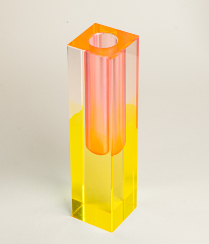 Ваза/Подсвечник из акрила 5 х 5 х 20 Оранжево-желтый