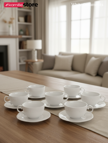 Чайный набор 250 мл. 12 предметов, фарфор, "White Ornaments"