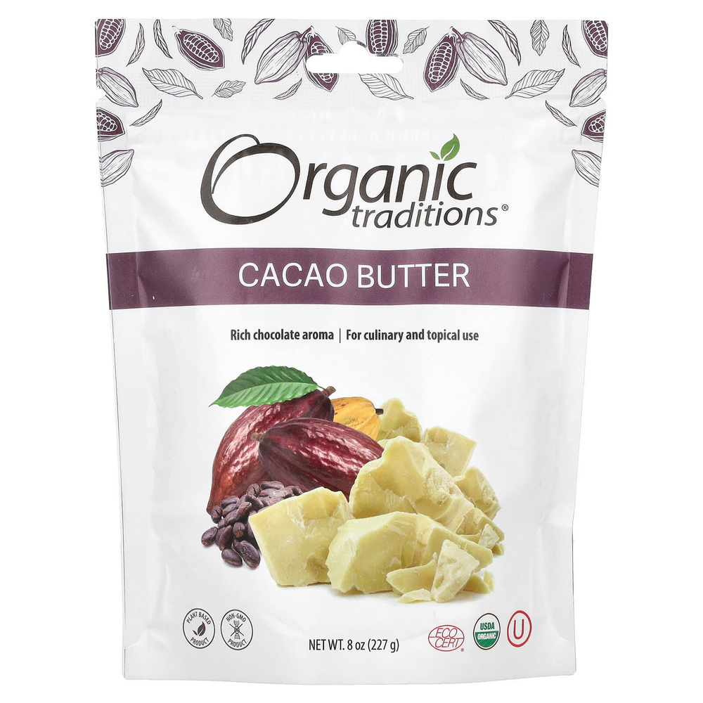 Organic Traditions, Какао-масло, 227 г (8 унций)