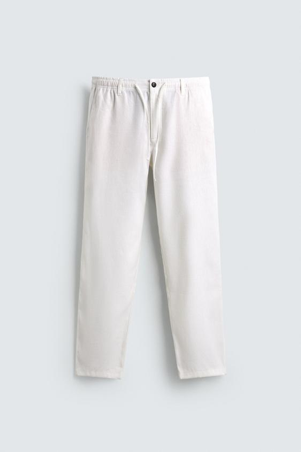 ZARA БРЮКИ RELAXED FIT ИЗ ХЛОПКА И ЛЬНА, ЭКРЮ