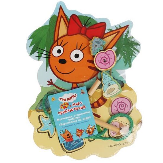 Деревянная игрушка-рыбалка «Три кота. Карамелька на море» терм. пакет Буратино