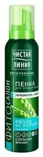 "Чистая линия" Пенка для волос Объем от корней (пшеница) сильная фиксация 150мл
