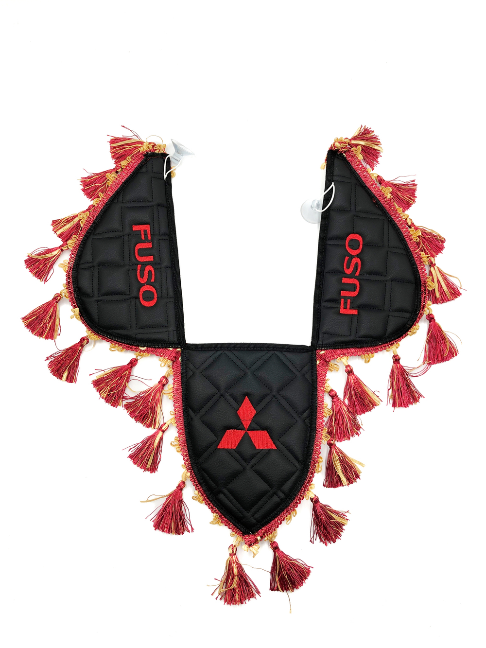 Вымпел тройной Fuso (экокожа, черный с красными кисточками)
