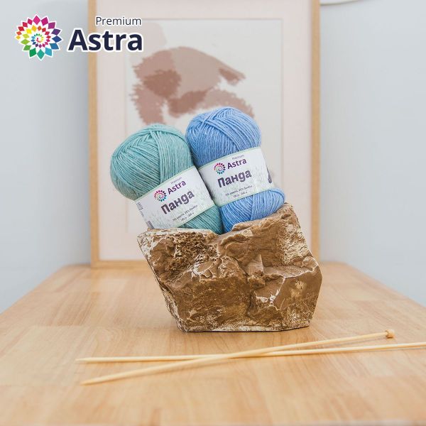 Пряжа Astra Premium (Астра Премиум) Панда (Panda) / уп.2 мот. по 100 г, 240 м, 410 мятный
