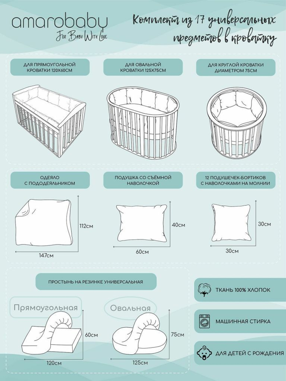 Комплект постельного белья 17-ти предметный ОЛЕНЯТА /Sleepy Forest, салатовый