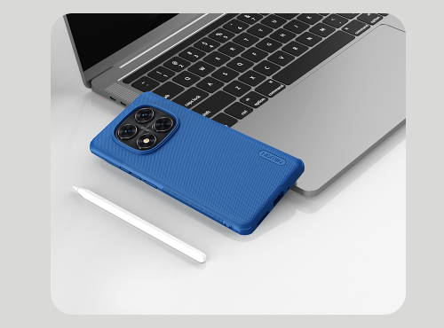 Усиленный чехол синего цвета от Nillkin для Xiaomi Redmi Note 14 Pro 5G и Mi Poco X7 5G, серия Super Frosted Shield Pro