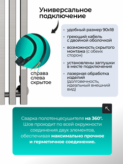 Полотенцесушитель электрический хром вертикальный Marco PRO 4 90 x 18