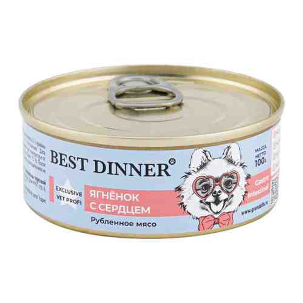 BEST DINNER Vet Profi Консервы для собак при проблемах пищеварения ягненок с сердцем 0,1 кг