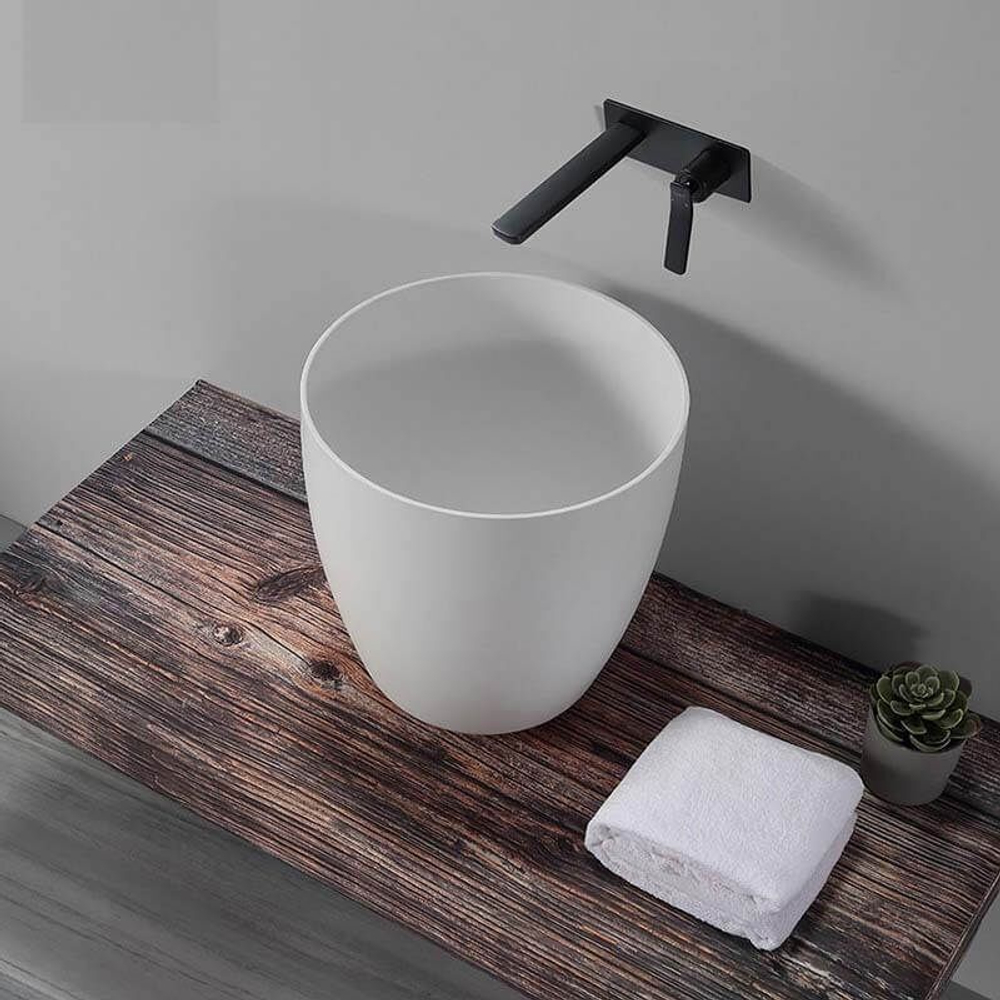 Раковина чаша круглая Corian белая 40 см Armadi Art 884-40