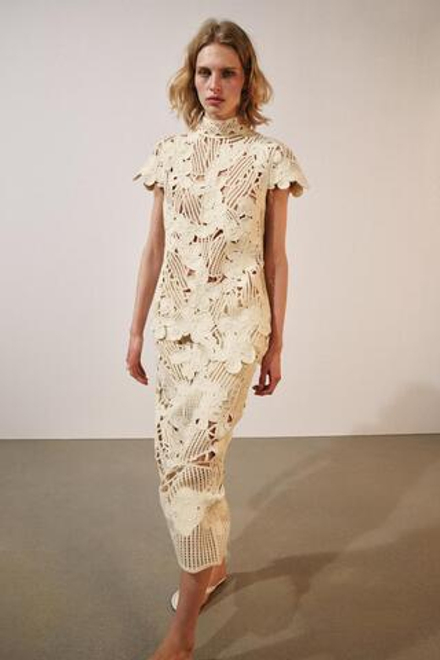 ZARA ЮБКА МИДИ КРОШЕ — ZW COLLECTION, ЭКРЮ