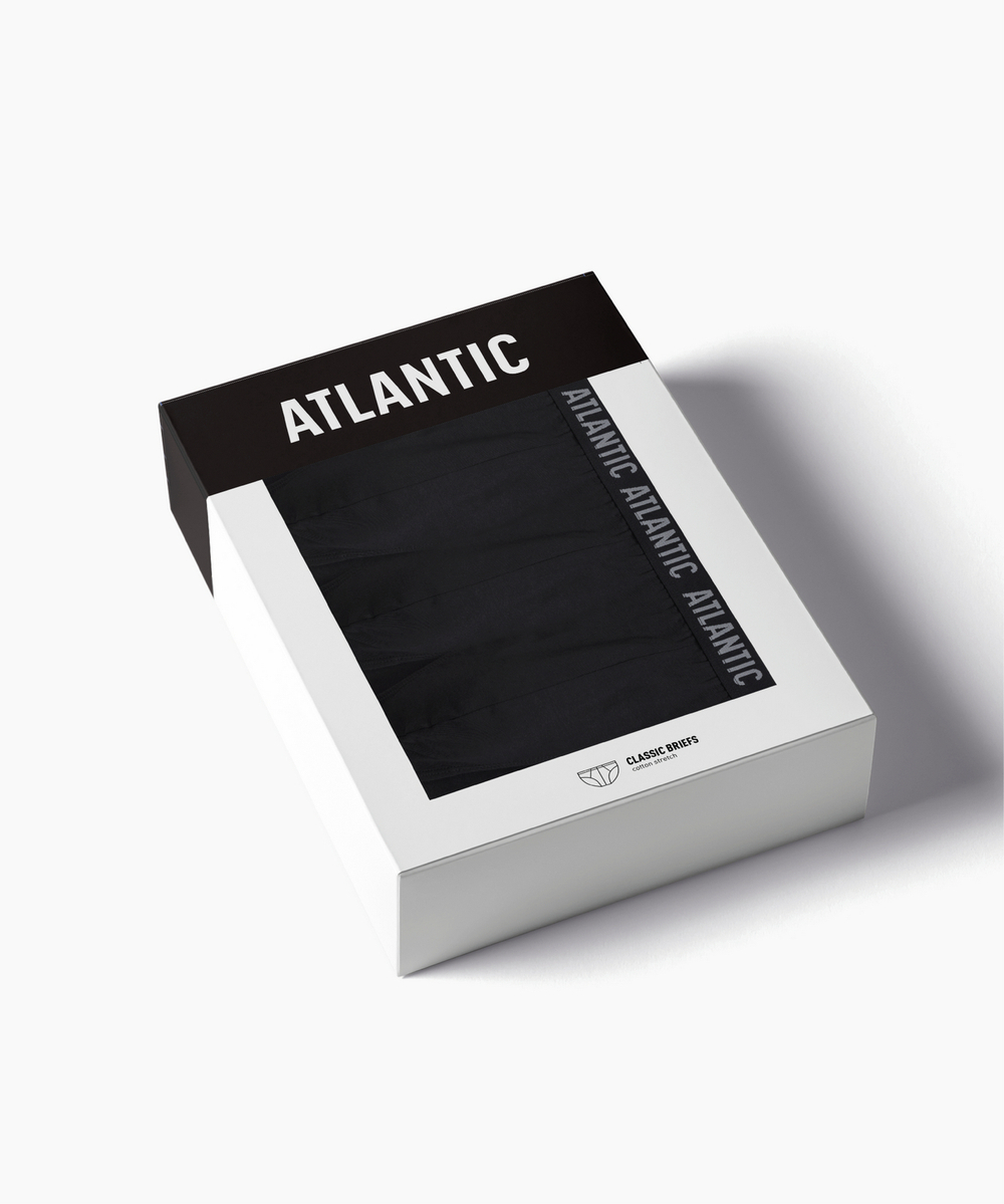 Мужские трусы слипы спорт Atlantic, набор 3 шт., хлопок, черные, 3MP-094
