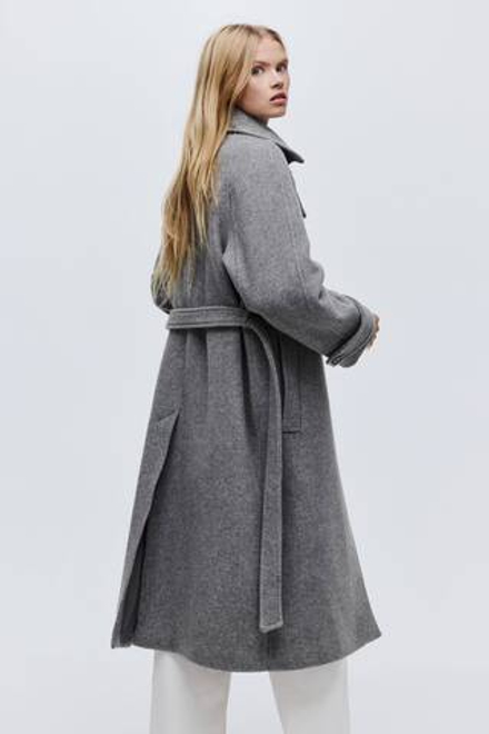 H&M Пальто свободного кроя из смесовой шерсти, серый